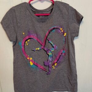 Place Gray Tee with Colorful Gymnast Heart Design